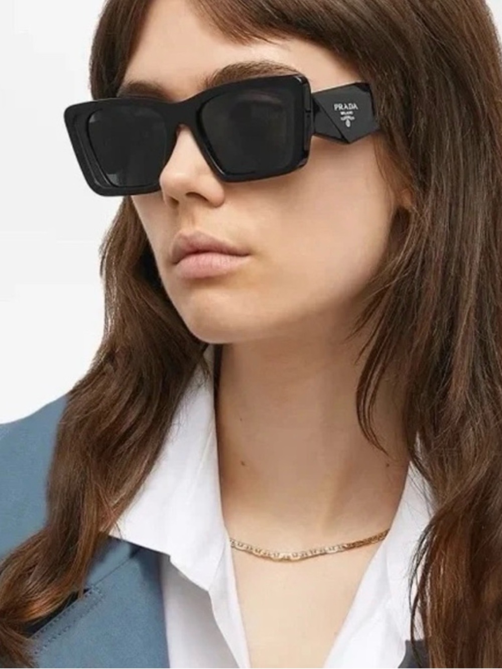 PRADA Sunglasses Black Large Geometric Symbole Acetate PR 08YS